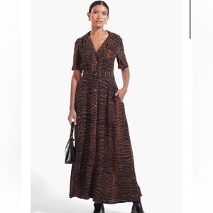 STAUD Millie Dress Mahogany Tiger Print size 16